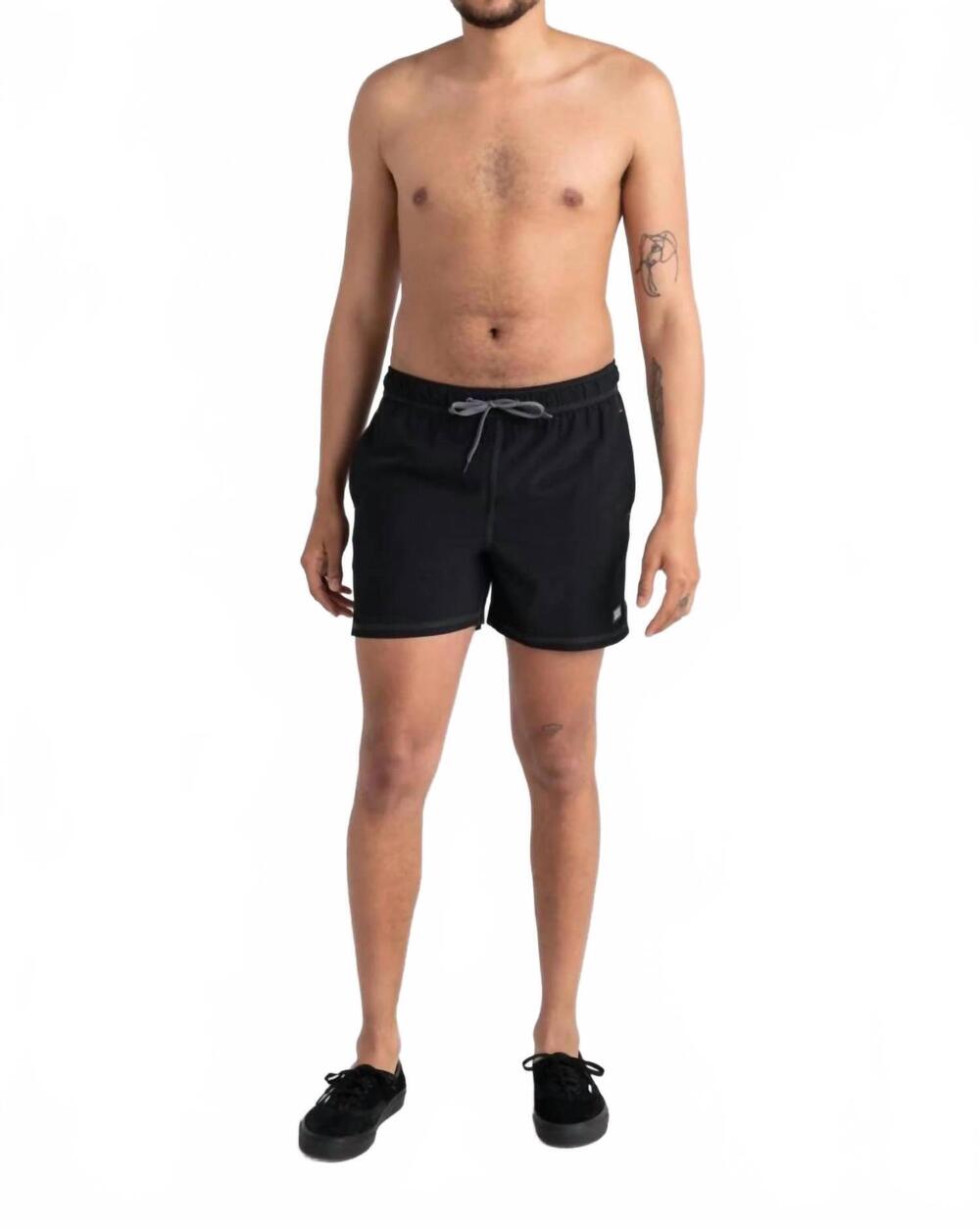 NEW SAXX oh buoy 2-in-1 volley swim trunks in black